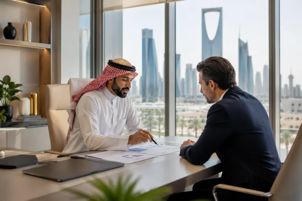 Professional Saudi Premium Residency consultation between advisor and international investor