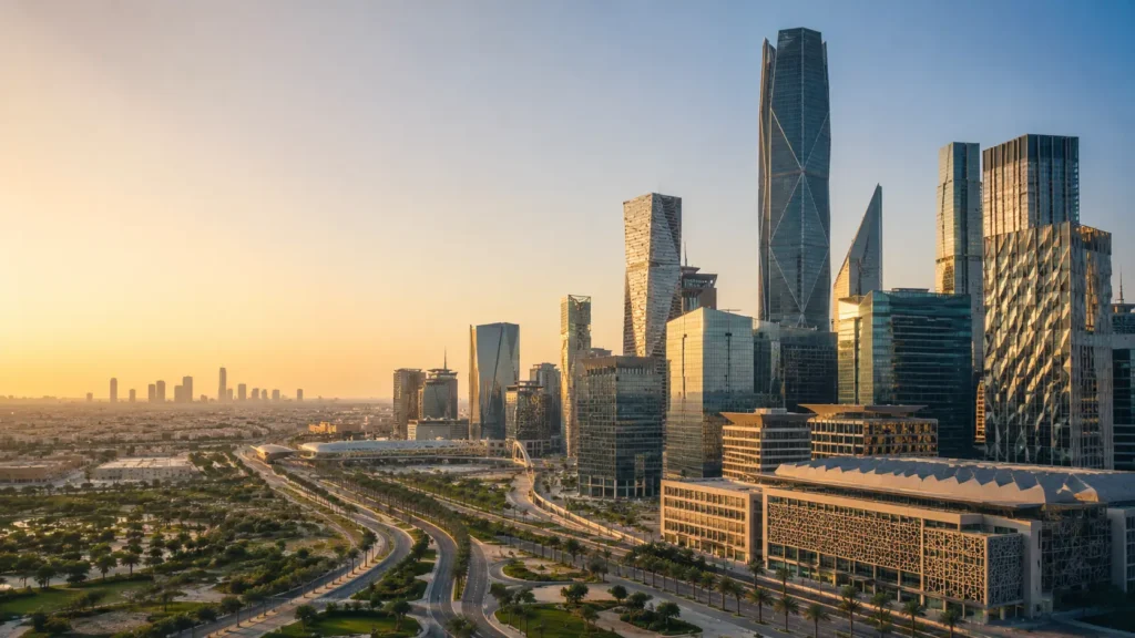 Modern Riyadh skyline representing Saudi Arabia business growth investment opportunities and Vision 2030 development