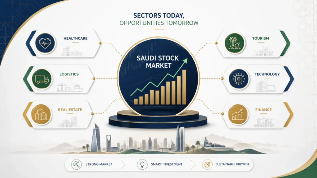 Saudi Stock Market: Why Investors Should Look Beyond Charts to Business Setup in Saudi Arabia 3 Saudi stock market sectors creating business opportunities in healthcare logistics real estate tourism technology and finance