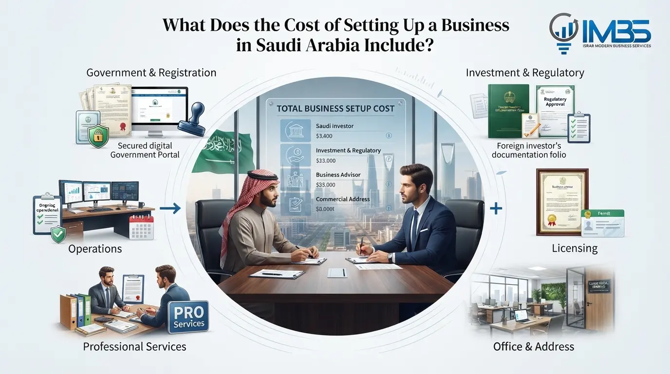 What does the cost of setting up a business in Saudi Arabia include